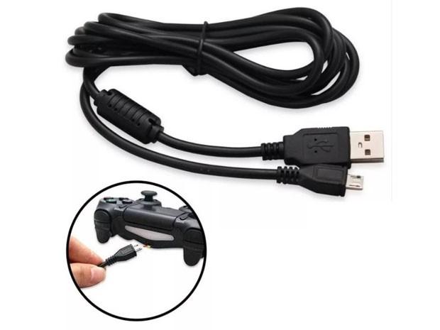 &uu CABLE CARGADOR JOYSTICK PS4 CON FILTRO 2 MTS